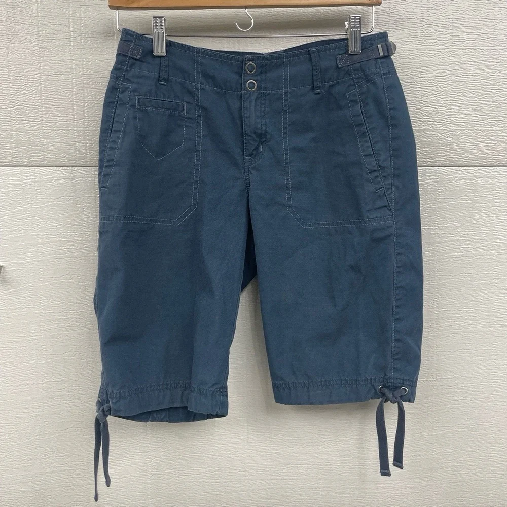 Eddie Bauer Blue Drawstring Hem‎ Cargo  Mercer Fit Bermuda Shorts Petite 2